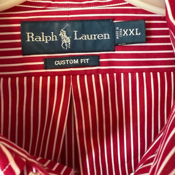 Ralph Lauren Custom Fit Red & White Stripe Button Down in XXL - Picture 4 of 4